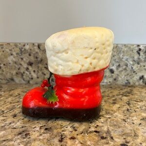 Vintage Christmas Candle Santa Boot